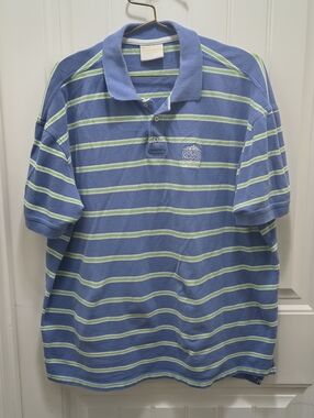 Vintage Golden Nugget Laughlin Casino Polo Shirt Blue Green Stripe 2XL